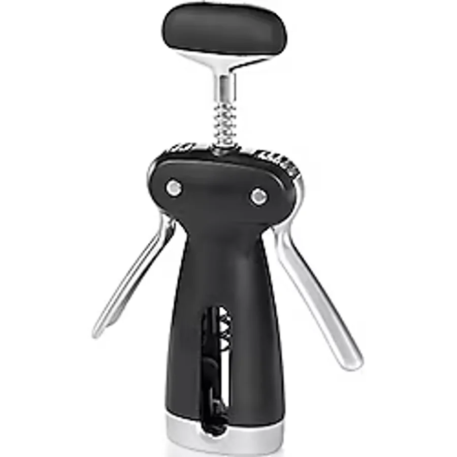 OXO - Good Grips SteeL Kanatlı Tirbuşon, Çıkarılabilir Kapsül Kesici, Plastik, Siyah