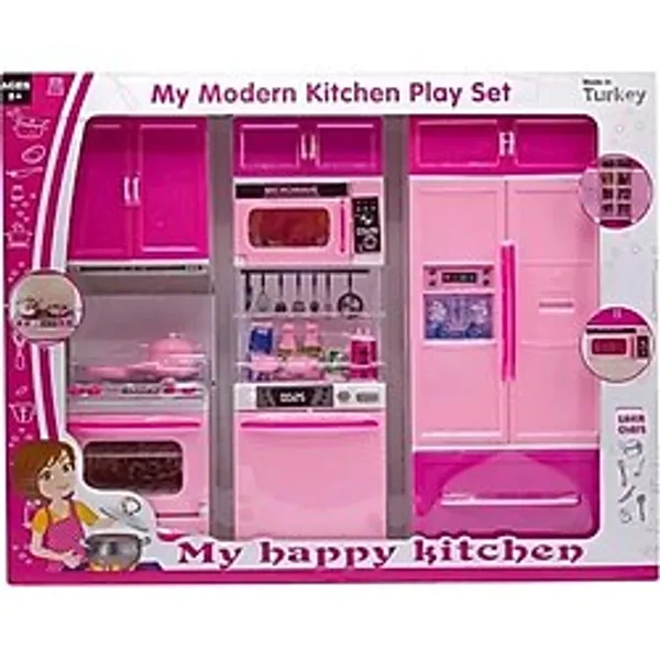 oydaş oyuncak Fırın Bulaşık Buzdolabı Makinası 3lü Mutfak Seti 02312-Pembe