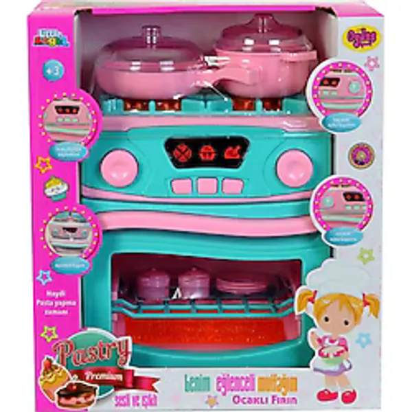 Oydaş Oyuncak Oydaş Pilli Ocaklı Fırın Set Kız Çocuklar İçin 3+ Yaş Pembe Renkli Eğlenceli Oyun Seti
