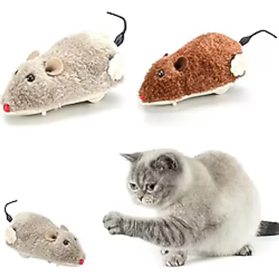 Oyuncağı - Fare Kedi Oyuncağı - Kurmalı Tüylü Kedi Fare Oyuncağı - Evcil Hayvan Interaktif Kedi Oyuncağı - Eğlenceli Hareketli Kedi Oyuncağı