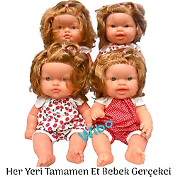 Oyuncak Gerçekçi Et Bebek Her Yeri Tamamen Et Vinil Gövdeli 35 cm Kahve Rengi Saçlı