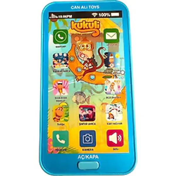 Oyuncak Kukuli Telefon Sesli Işıklı Müzikli Oyuncak Çocuk Telefonu - Mavi