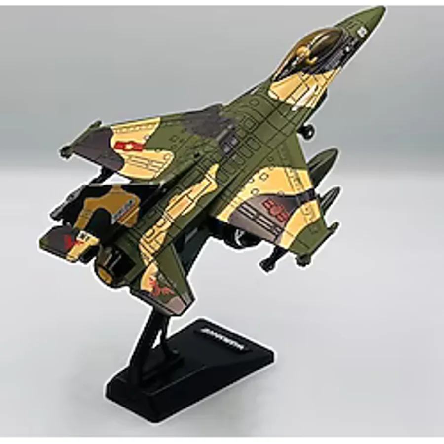 Oyuncak Model Uçak Dahili Şarjlı Buhar Atabilen Metal Kasa Işıklı Sesli Standlı Sürtmeli Savaş Uçağı + Kutulu F-16 (Askeri Yeşil)