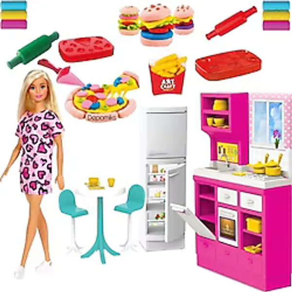Oyuncakzade Oyuncak Mutfak Oyun Seti Barbie Bebek Çilek Makyaj Seti Pizza Oyun Seti Hamburger Oyun Seti