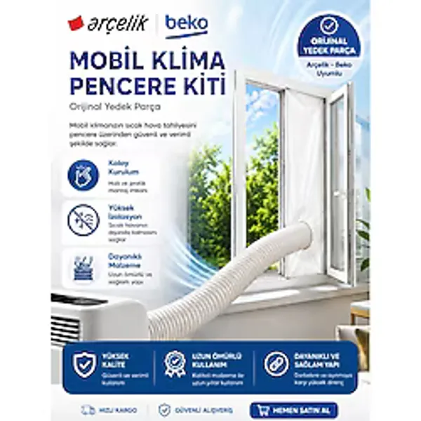 Öz Beyaz Eşya Arçelik - 12215P Uyumlu Portatif Klima Pencere Kiti