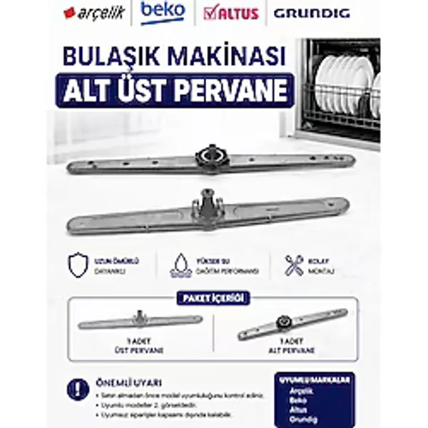 Öz Beyaz Eşya Bbc 161 B Bulaşık Makinesi Üst Pervane ve Alt Pervane Borusu