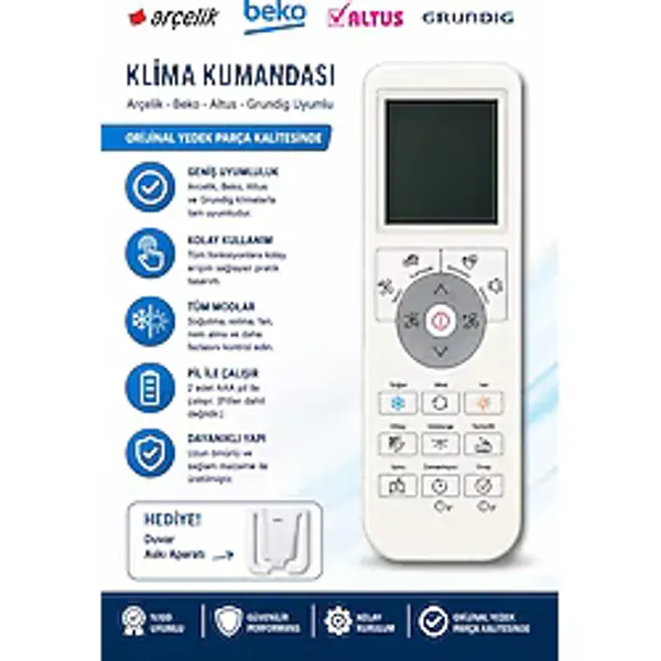 Öz Beyaz Eşya Öz Arçelik A24D31 Klima Kumandası Yedek Parça & Aksesuar Beyaz Renk Dayanıklı Yapı