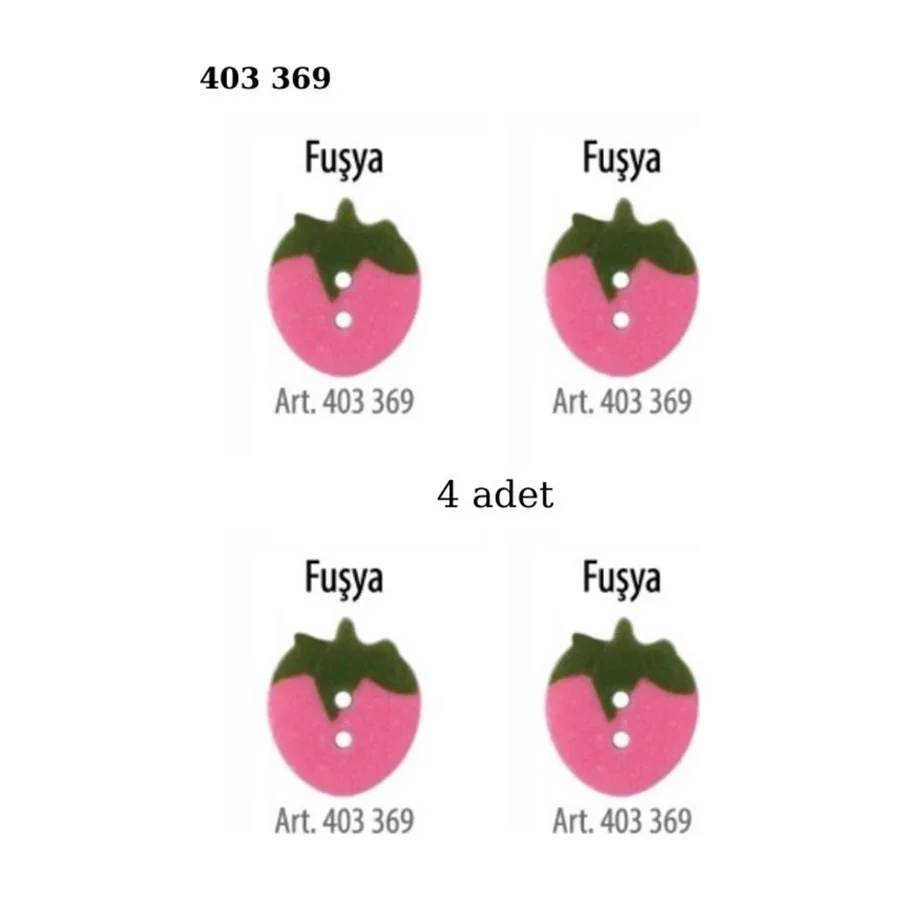 Öz-El Çilek Şekilli Pembe Yeşil Renk 4 Adet 15 Mm Bebek Düğme, Çocuk Kazak, Yelek, Gömlek Düğmesi 403 369