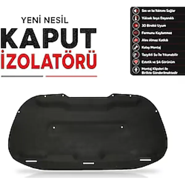 Öz-İş Kaput İzolatör Keçesi, Isı ve Ses Yalıtım Kaput Halı Kaplaması (Peugeot 301 (2017 Sonrası) Kaput Altı İzolatörü)
