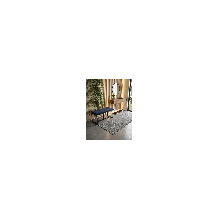 Özcan Mobilya Aksesuar 105x40 Siyah Metal Ayaklı Bench Puf Bank Antre Mutfak Salon Yatak Odası Puf Bank 105x40 - Füme