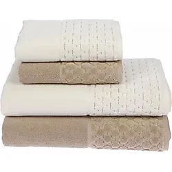 Özdilek Hamam Seti Adria Krem Kahve 2 Banyo 2 El Yüz Havlusu Özdilek Havlu Seti - Açık Bej - 100 x 150 cm