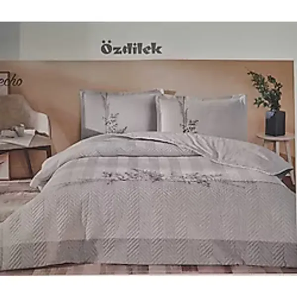 Özdilek RANFORCE ÇİFT KİŞİLİK DÖRT MEVSİM SET HELECHO GRİ