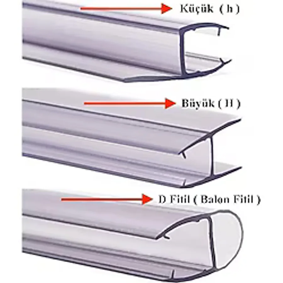 Özel Kesim Plastik Cam Balkon ve Cam Kapı Fitili Çıtası Büyük H, Küçük H, Balon D ve 10MM Küçük H - Balon D 8mm - 100