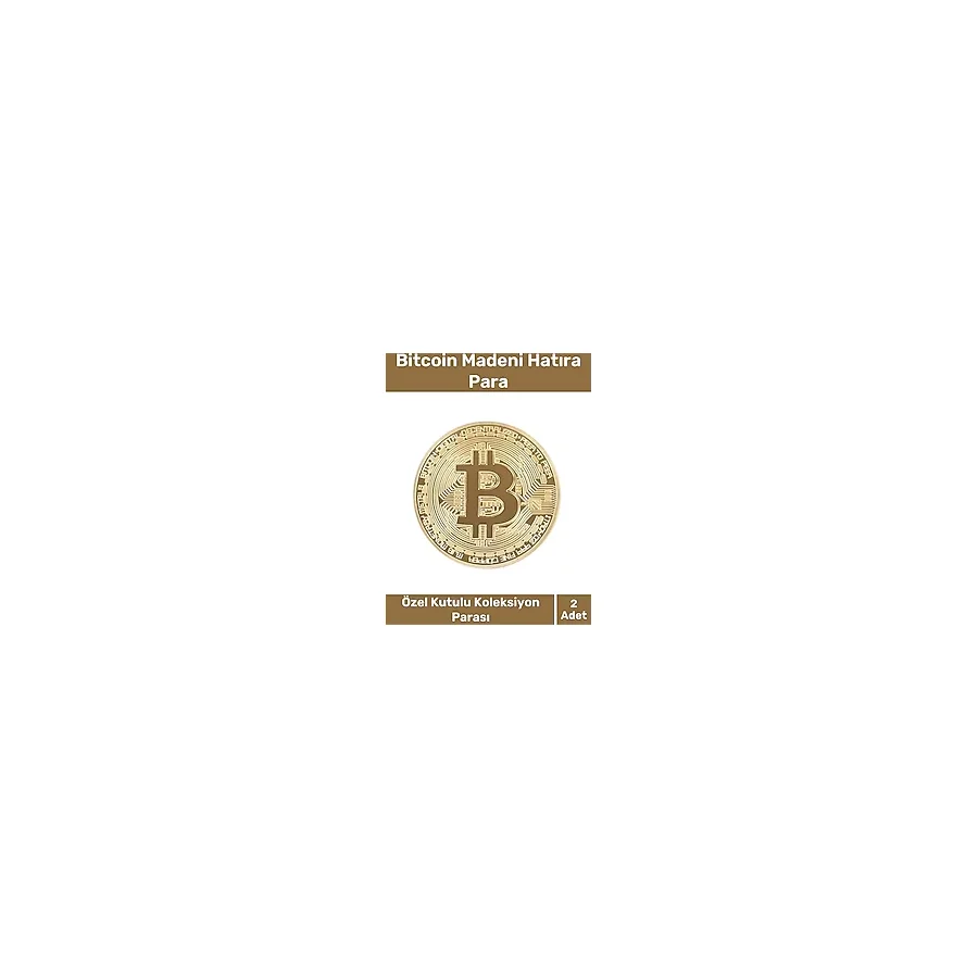 Özel Kutulu Hediyelik Kripto Hatıra Koleksiyon Bitcoin Madeni Para Altın Rengi 2'li Set