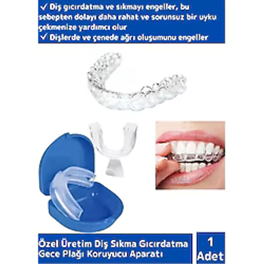 Özel Tasarım Çene Sıkma Diş Gıcırdatma Bruxism Gece Plağı Koruyucu Aparat Dişlik Uyku Aparatı 1 Adet
