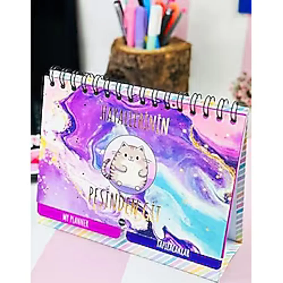 Özel Tasarımlı Yeni Nesil Masa Üstü Planner 2 Sayfa Sticker (Hayallerinin Peşinden Git)