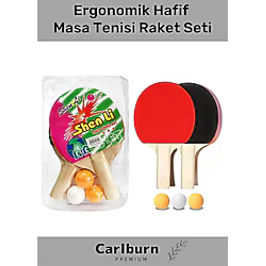 Özel Üretim Ergonomik Dayanıklı Kaliteli Renkli Şık 2 Adet Raket 3 Adet Pinpon Topu Masa Tenisi Seti