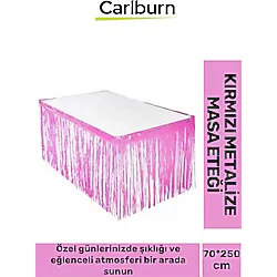 Özel Üretim Püsküllü Işıltılı Doğum Günü Cinsiyet Parti Eğlence 70x250cm Metalize Masa Eteği