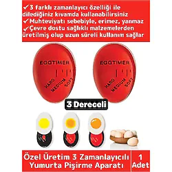 Özel Yüksek Kaliteli Yanmaz Erimez 3 Farklı Zamanlayıcılı Yumurta Pişirme Derecesi Aparatı Egg Timer