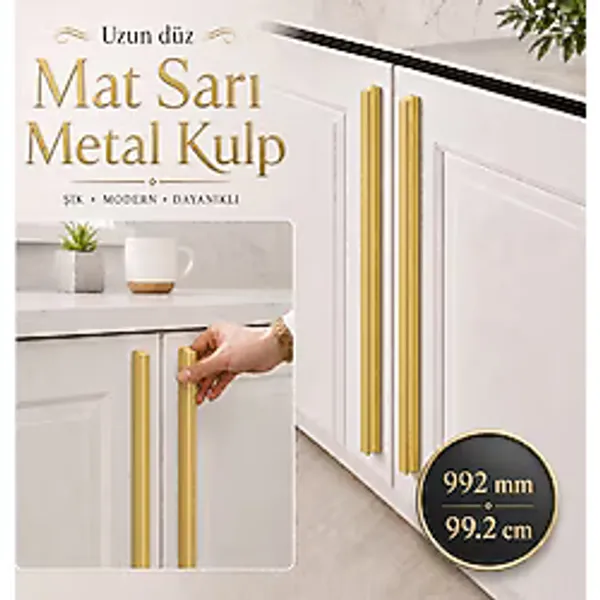 Özen Metal Kulp 992 mm 99.2 cm Mat Siyah Mobilya Kulp Uzun Çekmece Dolap Kapak Kulpu Kulbu