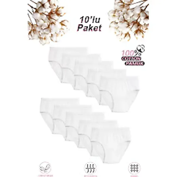 Özkan 0825 10'lu Paket Kız Çocuk %100 Pamuklu Ribana Esnek Rahat Papatya Detaylı Külot