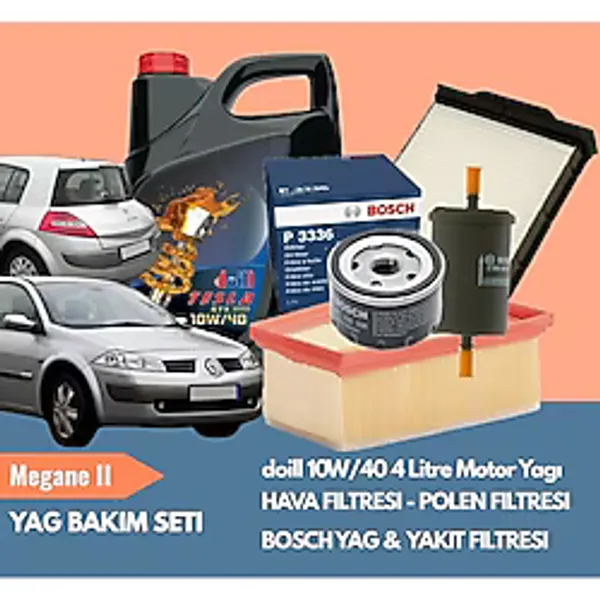 Ozmparts Megane Iı 2 Periyodik Bakım Seti Doill 10W40 4l Motor Yağı Bosch Yağ & Yakıt Filtresi Yerli Hava & Polen Filtresi Yağ Bakım Paketi