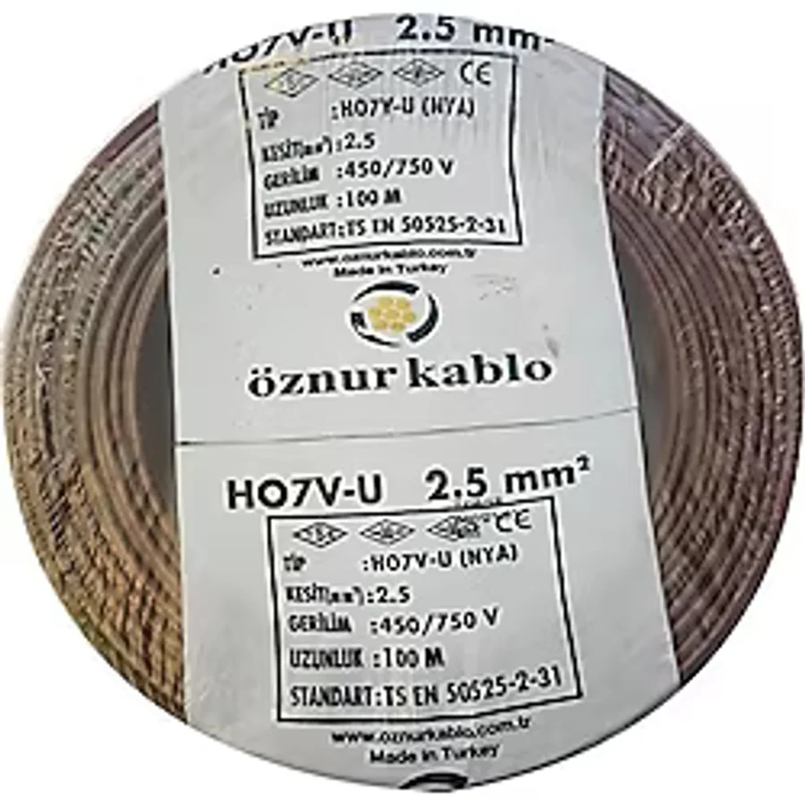 Öznur 2,5 Mm Nya Kablo Tek Damar Kahverengi 100 Metre
