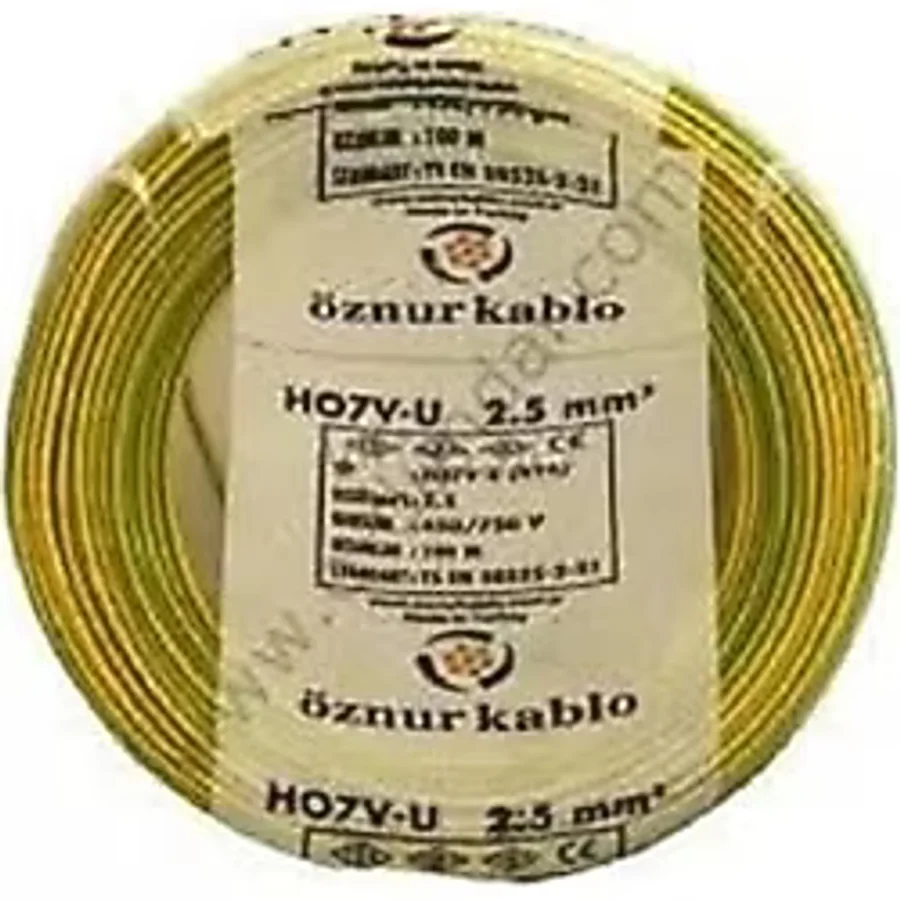 Öznur 2,5 Mm2 Nya Kablo Tek Damar Sarı Yeşil Kablo