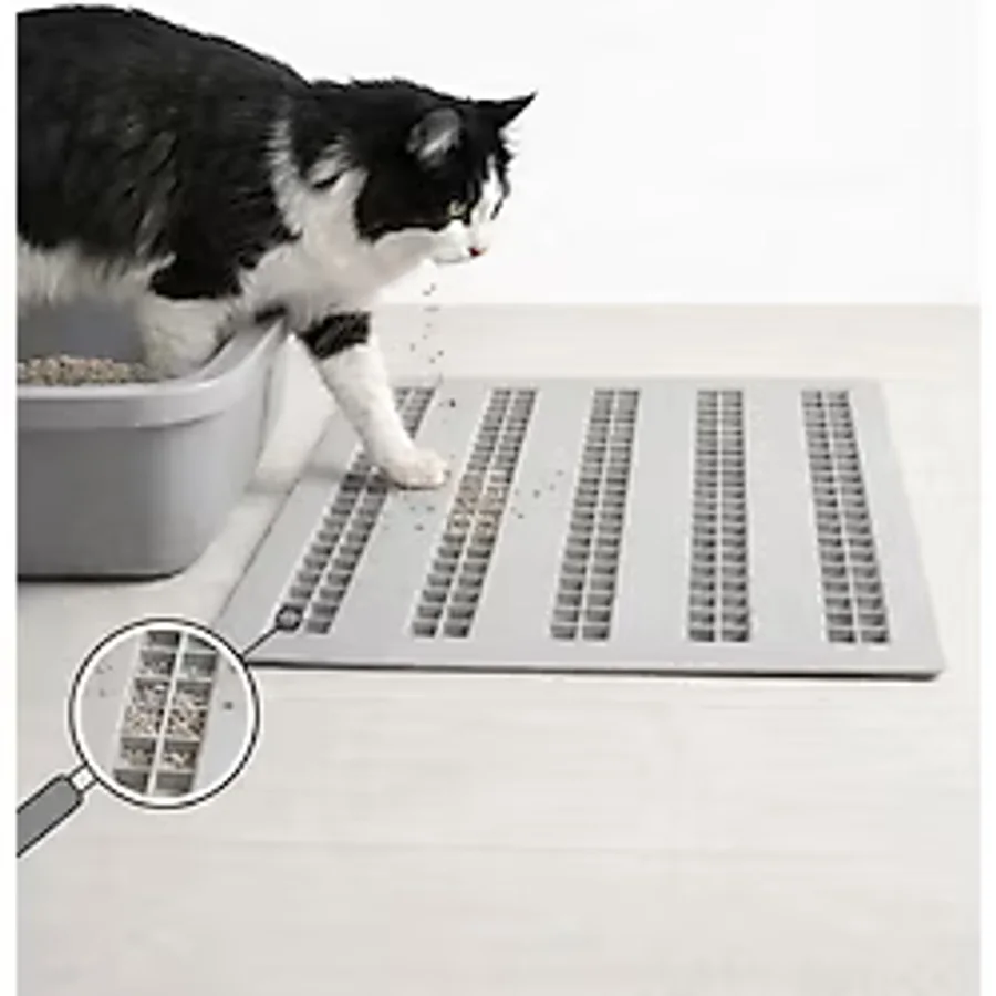 Ozzen Kedi Kumu Paspası Kanallı Kum Tutucu Mat Kaymaz Kedi Tuvalet Önü Elekli Paspas 40X40 cm - 40 x 40 cm - Gri