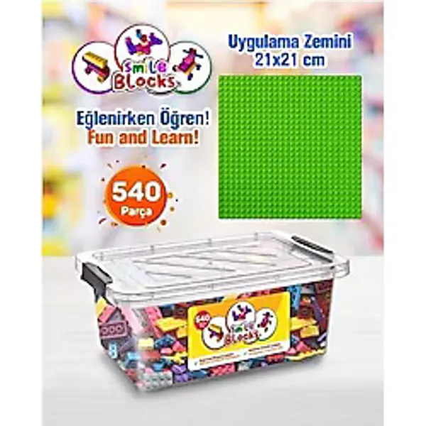 p parti oyunevi Smile Blocks 540 Parça Eğlenceli Tasarımlı Mikro Blok Kutulu Renkli Oyun Seti 3+ Yaş İçin