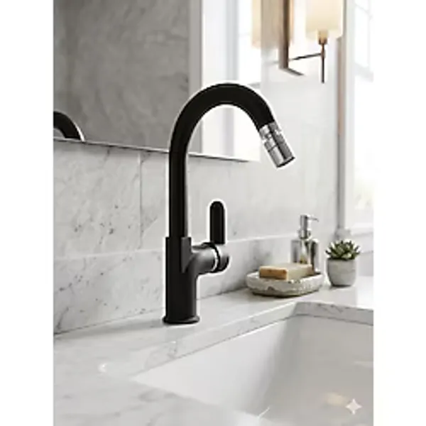 P.s.a. Riva Mix Kuğu Lavabo Bataryası Siyah Bide Uçlu (Ps1853)