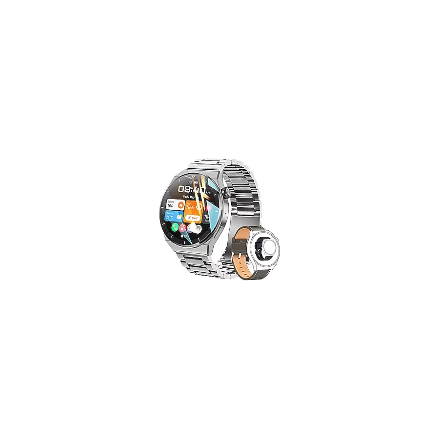 paazomu Erkek akıllı saat, Bluetooth çağrıları, fitness izleme, nabız, kan oksijen, uyku izleme, sağlık saati, IP68 su geçirmez, Android iOS için iş akıllı saati (gümüş)