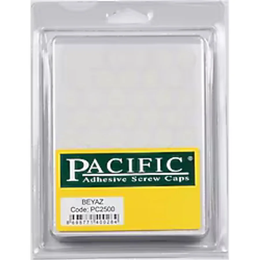 Pacific Yapışkanlı Vida Tapası 14Mm Beyaz (1 Paket - 50 Adet)
