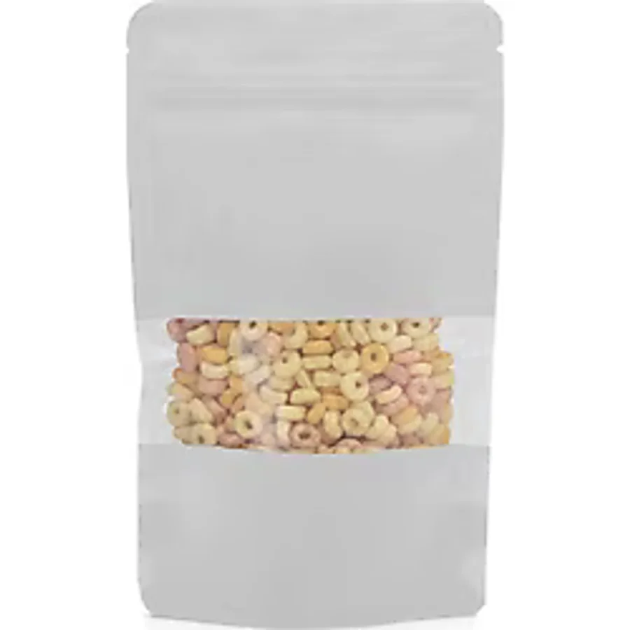 Packtory Pencereli Beyaz Kraft Kilitli Doypack Ambalaj 16 x 27 + 4 cm. 500 Gr. -1000 Adet