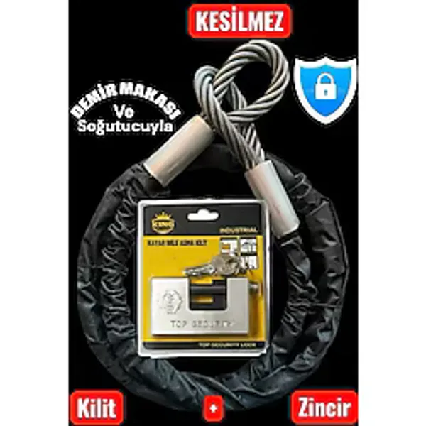 PADRİ 10 Milim 1,5 Metre Kesilmez Motorsiklet Zincir Kilit Motor Kilidi Motosiklet Halatı