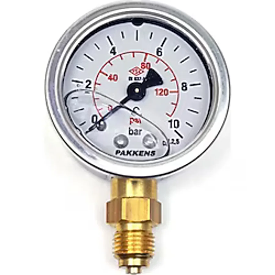 Pakkens 0-10 Bar 50 mm Alttan Bağlantılı Gliserinli Manometre G 1/4 inç
