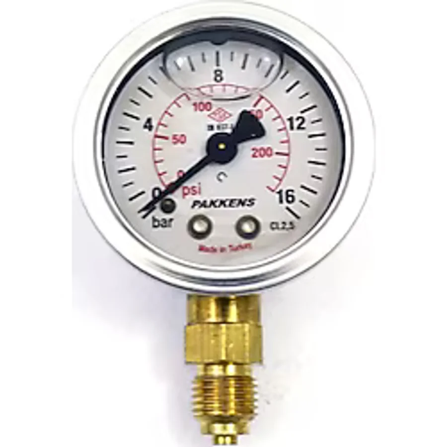 Pakkens 0-16 Bar 100 mm Alttan Bağlantılı Gliserinli Manometre G 1/2 inç