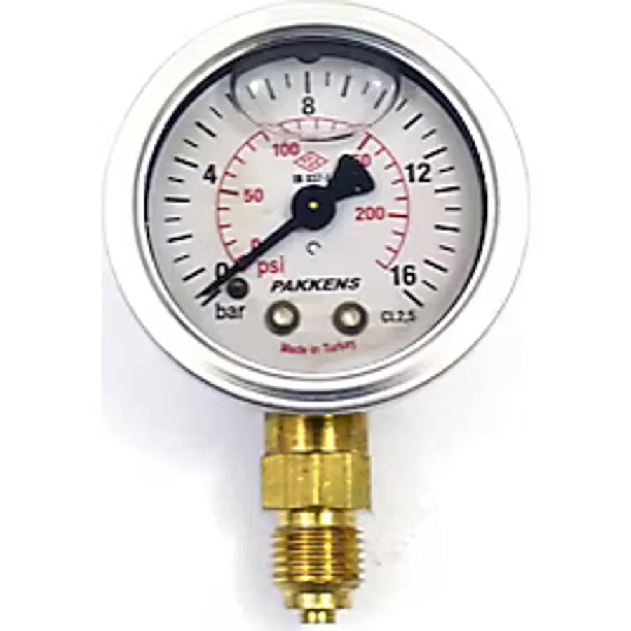 Pakkens 0-16 Bar 63 mm Alttan Bağlantılı Gliserinli Manometre G 1/4 inç