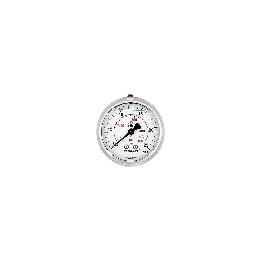 Pakkens 0-250 Bar 63 mm Arkadan Bağlantılı Panotipi Gliserinli Manometre G 1/4 inç
