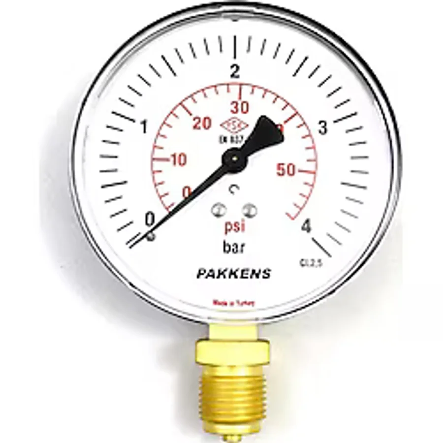 Pakkens 0 4 Bar 100 Mm Alttan Bağlantılı Kuru Manometre G 1 2 İnç