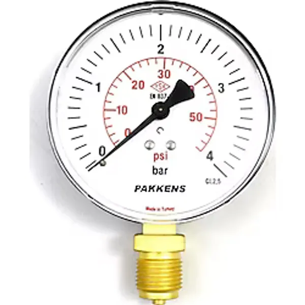 Pakkens Çap 63 0/1 Bar Kuru Tip Basınç Ölçer, Manometre, Basınç Göstergesi 1/4''