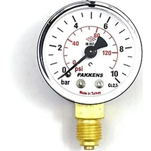 Pakkens Çap 63 0/10 Bar Kuru Tip Basınç Ölçer, Manometre, Basınç Göstergesi 1/4''