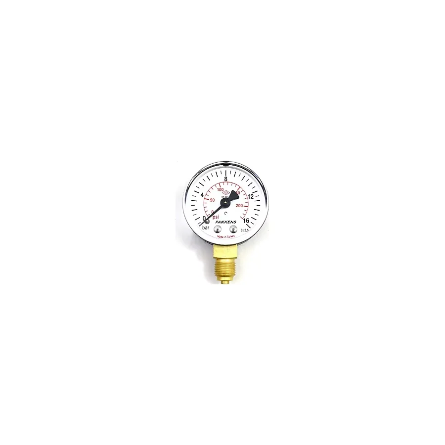 Pakkens Çap 63 0/16 Bar Kuru Tip Basınç Ölçer, Manometre, Basınç Göstergesi 1/4''