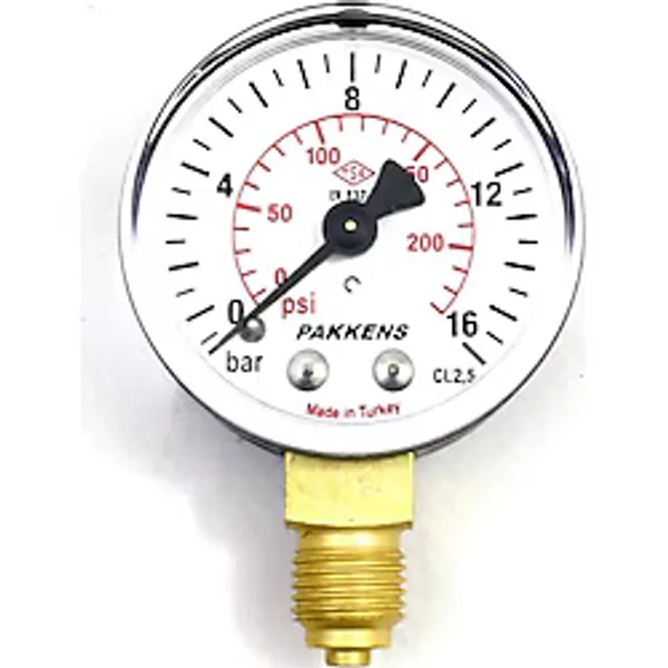 Pakkens Çap 63 0/16 Bar Kuru Tip Basınç Ölçer, Manometre, Basınç Göstergesi 1/4 inch