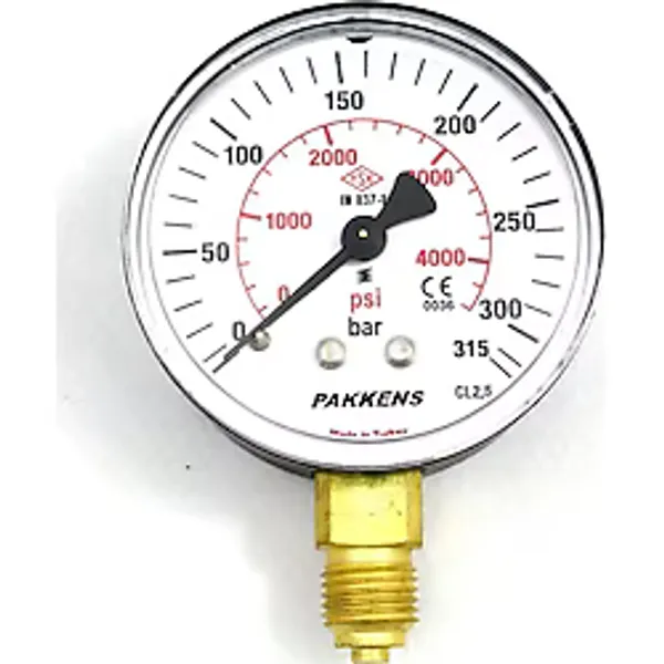 Pakkens Çap 63 0/315 Bar Kuru Tip Basınç Ölçer, Manometre, Basınç Göstergesi 1/4''