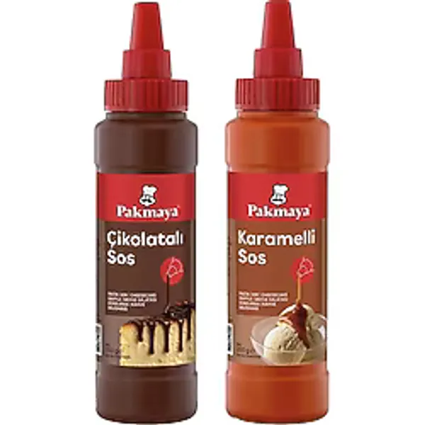 Pakmaya Sıvı Tatlı-Pasta-Dondurma Sosu 300 Ml Çikolata Ve Karamelli 2 Li Set
