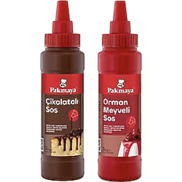 Pakmaya Sıvı Tatlı-Pasta-Dondurma Sosu 300 Ml Çikolata Ve Orman Meyveli 2 Li Set