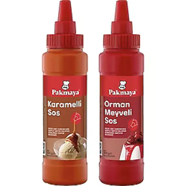 Pakmaya Sıvı Tatlı-Pasta-Dondurma Sosu 300 Ml Karamelli Ve Orman Meyveli 2 Li Set