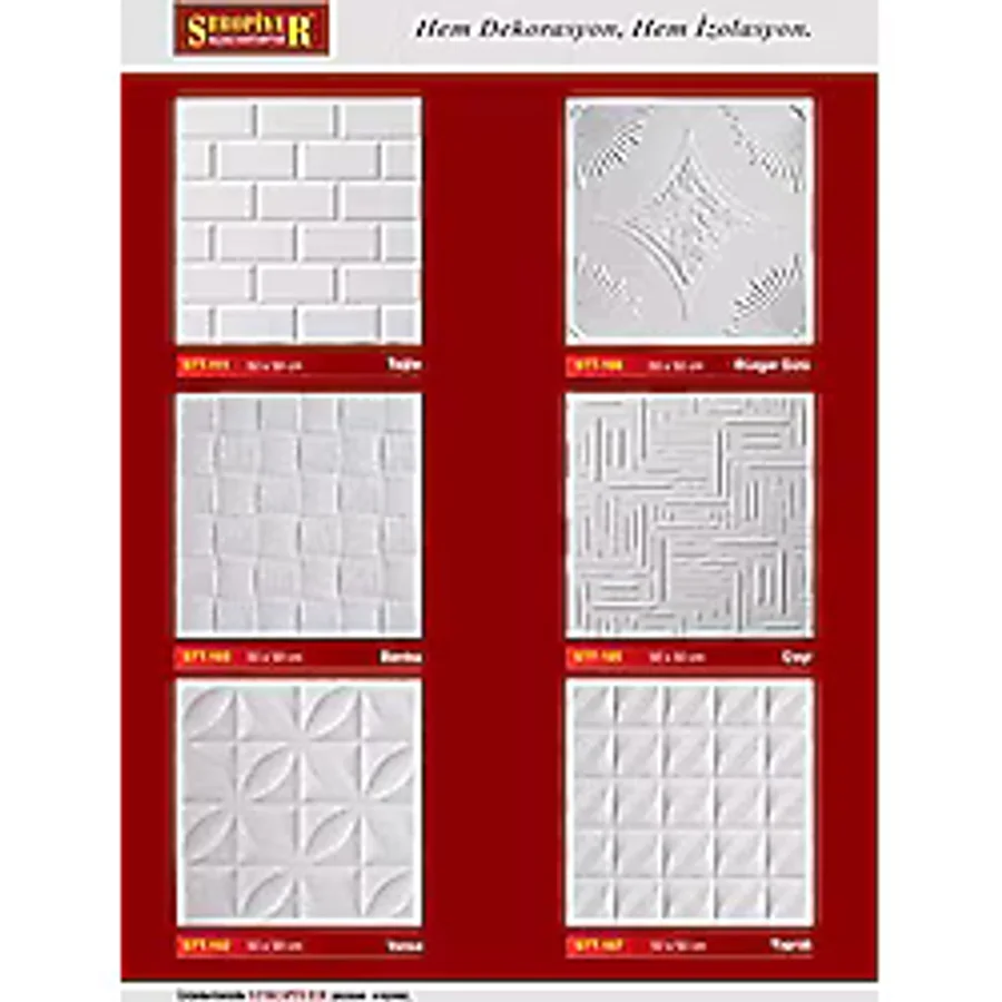 PAKPİYER Tavan Kaplama Kartonpiyer Stropiyer 50x50 Rüzgar Gülü Tavan Kaplama 20 Ad -5m2 (50X50)