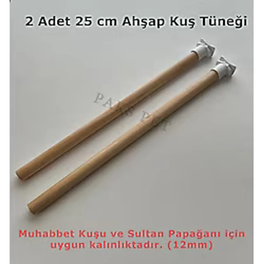 Paks Pet 2 adet 25 cm Ahşap Kuş Tüneği,Muhabbet Kuşu Tüneği,Sultan Papağanı Tüneği,Kanarya Tüneği